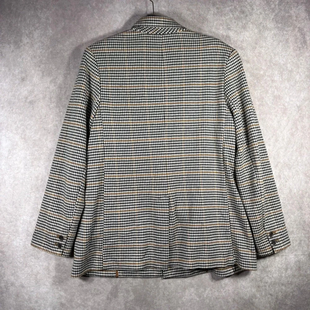 Old Navy Blazer Womens L‎ Brown Houndstooth Plaid Stretch Professional Academia